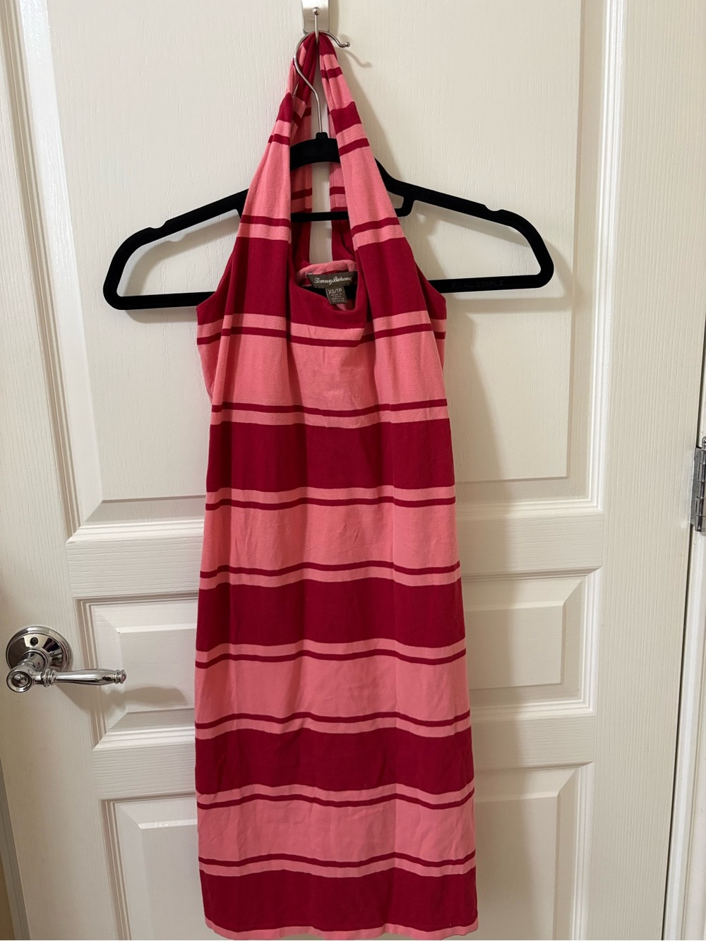 2 for $20 - Tommy Bahama Pink and Burgundy Striped Halter Dress